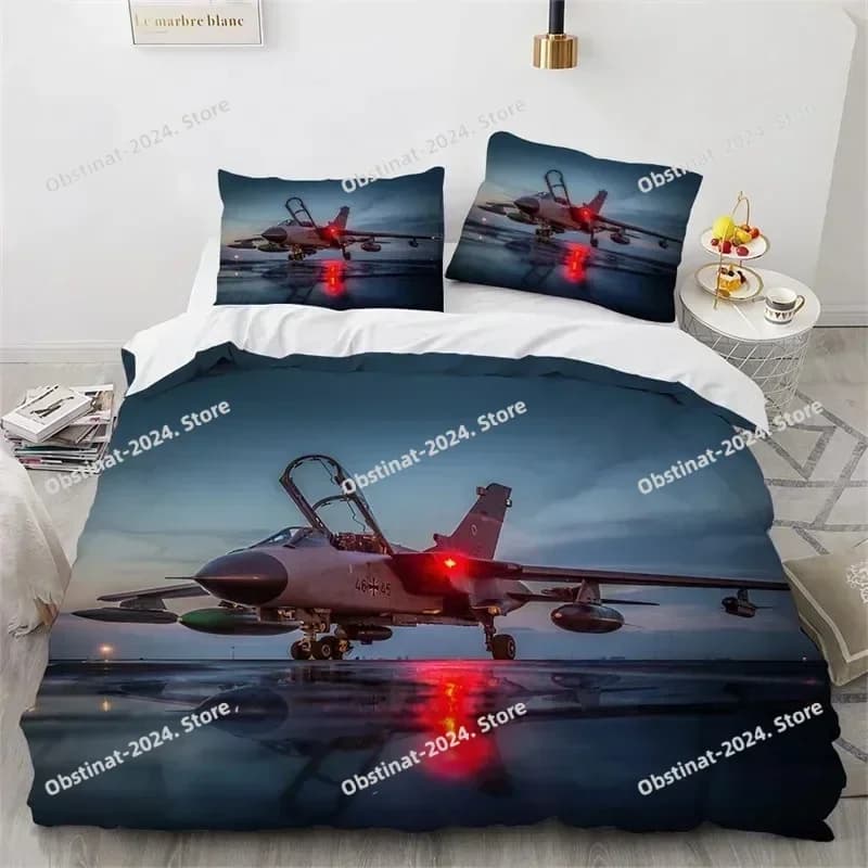 Copripiumino per aereo King Queen Set di biancheria da letto per aereo volante in microfibra Copripiumino con stampa cielo per aereo Camera da letto per bambini