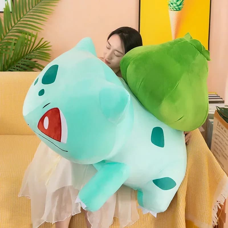 60 cm Pokemon Bulbasaur Peluche Bambola di pezza Giocattolo Morbido Anime Bambole Peluche Kawaii Cuscino di tiro Regalo di compleanno per le ragazze dei ragazzi