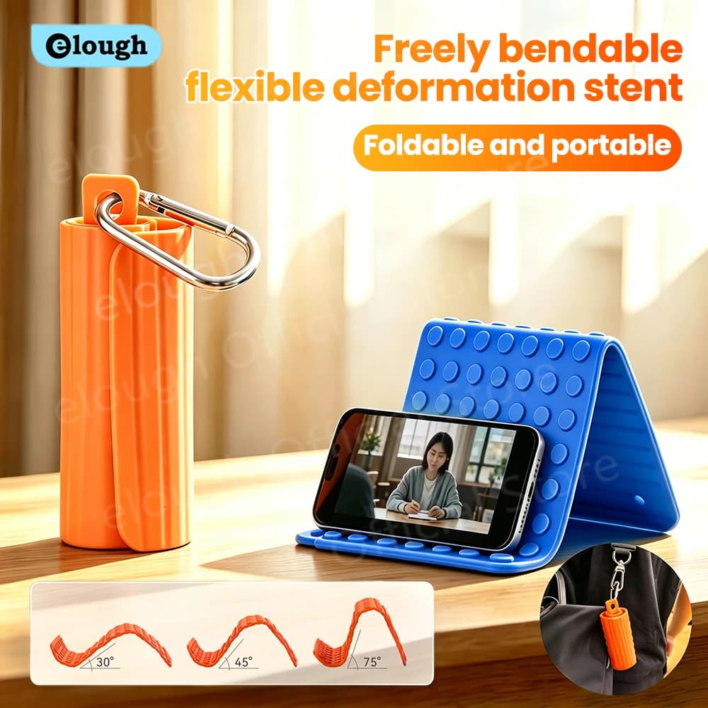 Lazy Portable Phone Stand Angle Adjustable Silicone Desktop Tablet Laptop Holder Foldable Transforming Bracket Travel Accessory