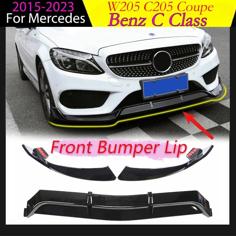 Front Bumper Lip Spoiler for Mercedes Benz C Class W205 C205 Coupe 2015-2023 Lower Blade Splitter Diffuser Auto Body Kit Tuning