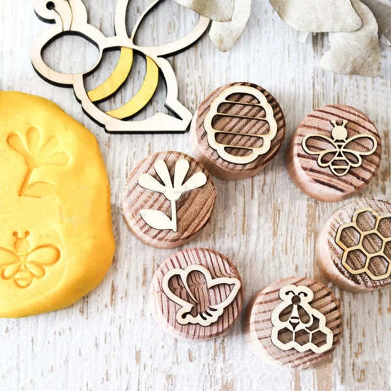 6 pz/set timbri per pasta da gioco in legno Montessori Open Ended Play Toys con bambini timbri fatti a mano gioco educativo precoce per bambini