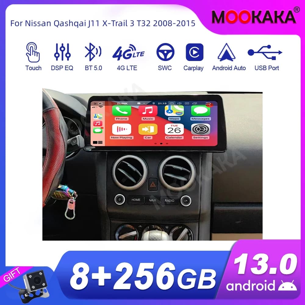 For Nissan Qashqai J11 X-Trail 3 T32 2008-2015 Car Radio Multimedia Player Wireless Carplay Android Auto Autoradio Stereo GPS