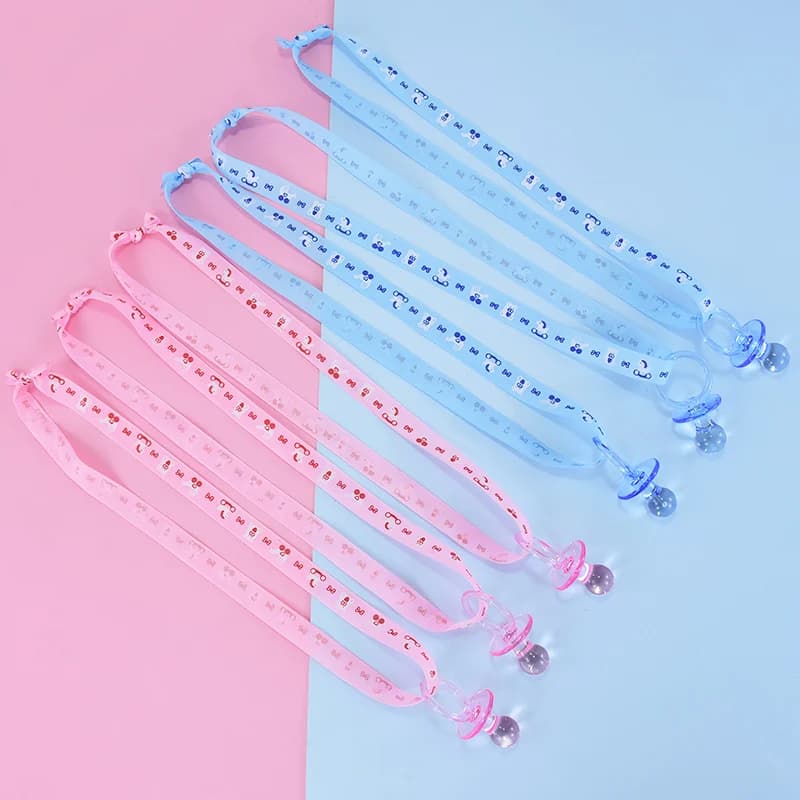 5pcs Mini ciuccio trasparente collana rosa blu compleanno Baby Shower Gender Reveal Holiday Party Favor decorazione della tavola Supply