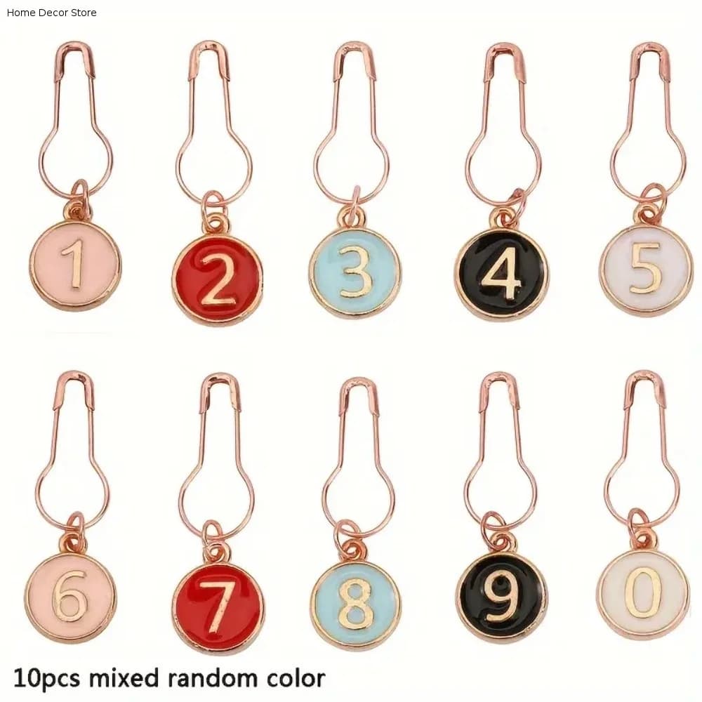 10Pcs/Pack Small Sweater Counter Mark Enamel Charm DIY Crochet Locking Stitch Markers Anti-Unlock Buckle Gourd Shape