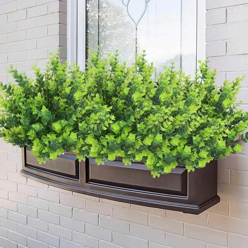 Artificial Green Eucalyptus Leaves Stems Plastic Plant Decor For Wedding Home Office Kitchen Garden - Non-Living Fake Plant