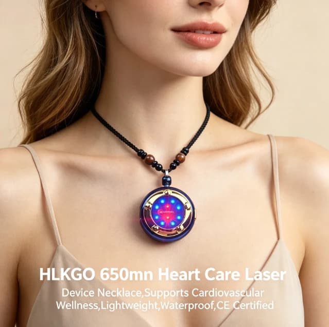 HLKGO 650nm Heart Care Laser Device Necklace Supports Cardiovascular Wellness Lightweight Waterproof CE Certified