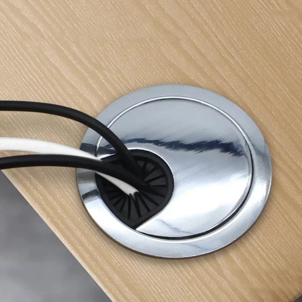1pc Pratico 50mm/60mm/80mm Computer Passacavo In Metallo Scrivania Tavolo Da Ufficio Cavo Tidy Presa Copertura del Cavo Organizzatore Hardware