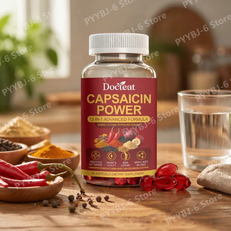 Capsaicin Power 12-in-1 Integratore Alimentare con Vitamine D3 K2 E, Barbabietola, Ginseng per Digestione, Energia, Supporto Osseo ed Equilibrio Corporeo