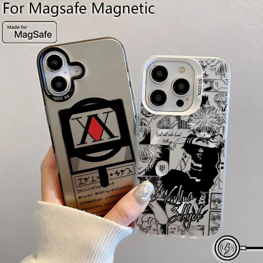 Black Hot Anime HUNTER×HUNTER Magsafe Magnetic Case for Samsung S25 S24 S23 S22 S21 S20 FE Plus Ultra 5G Silver Plated Cover