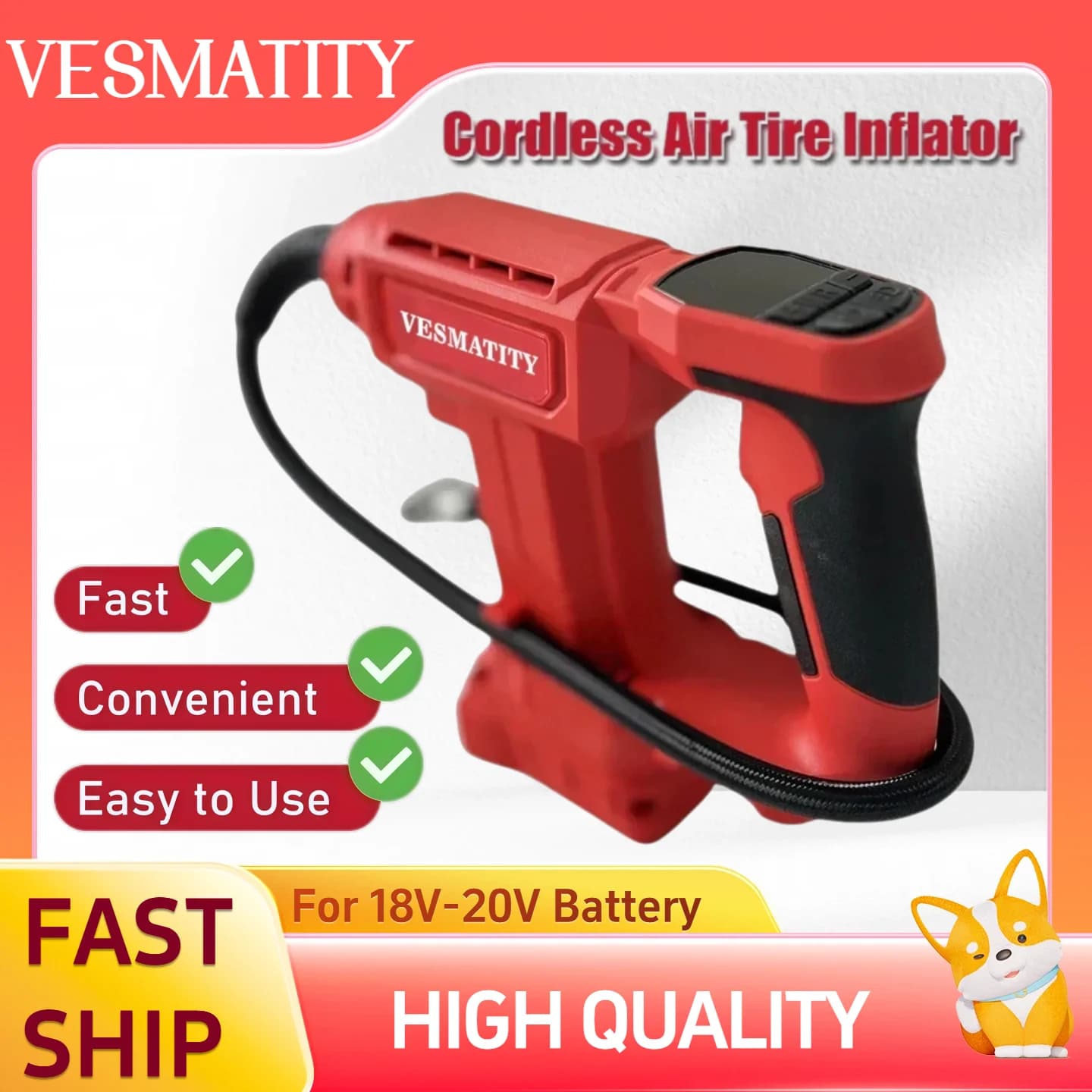Electric Air Pump Cordless Car Tyre Inflator Portable Air Compressor Fit Milwaukee Battery for Cars Bicycles