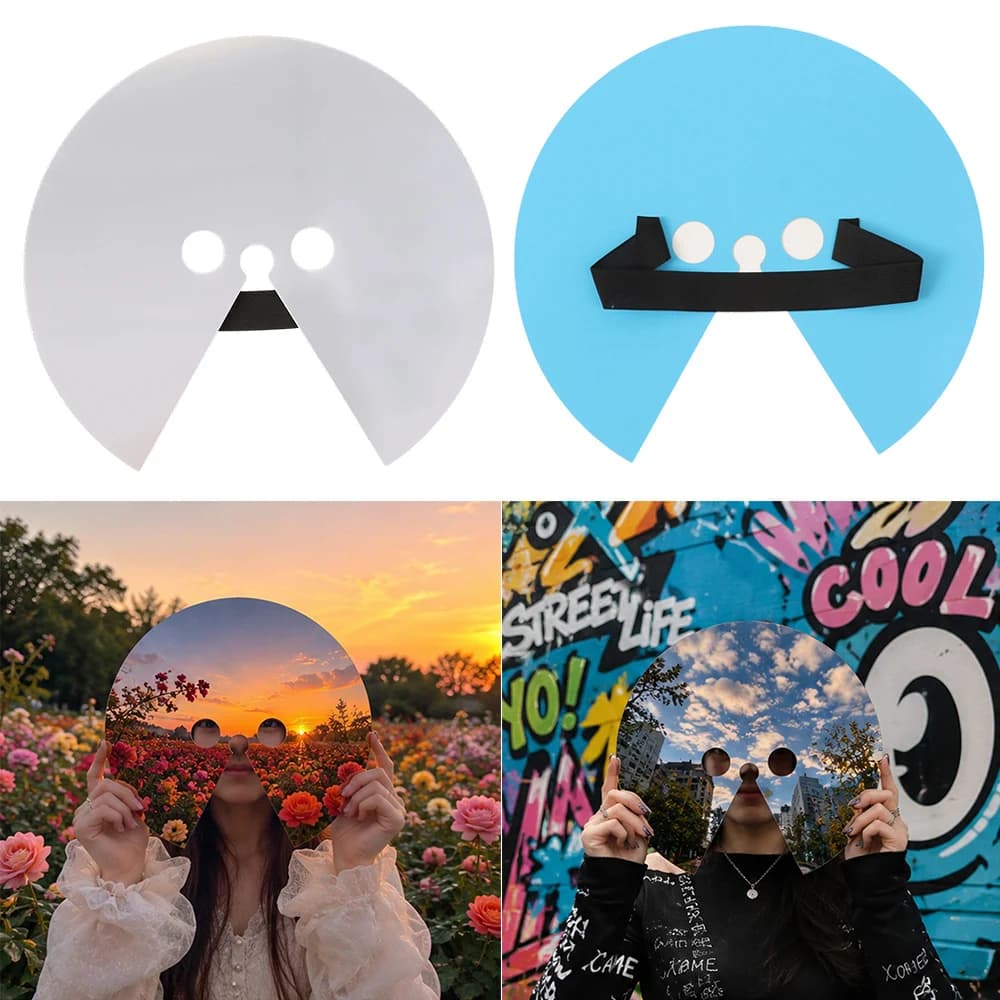 Full Face Round Mirror Mask Wearable Visual Dislocation Acrylic mirror mask Photography Prop Reflective Mask Adult Costume Party