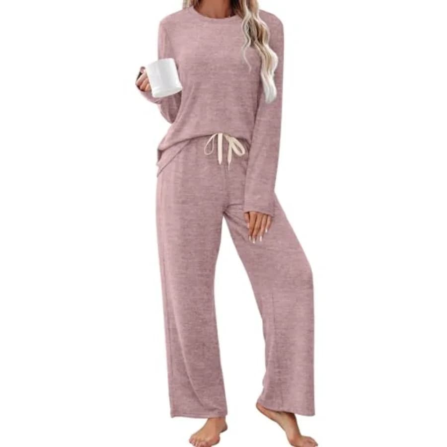 SAMPEEL Pigiama da donna, set comodo da casa, due pezzi, maniche lunghe, grazioso pigiama, morbido abbigliamento da notte, abbigliamento invernale