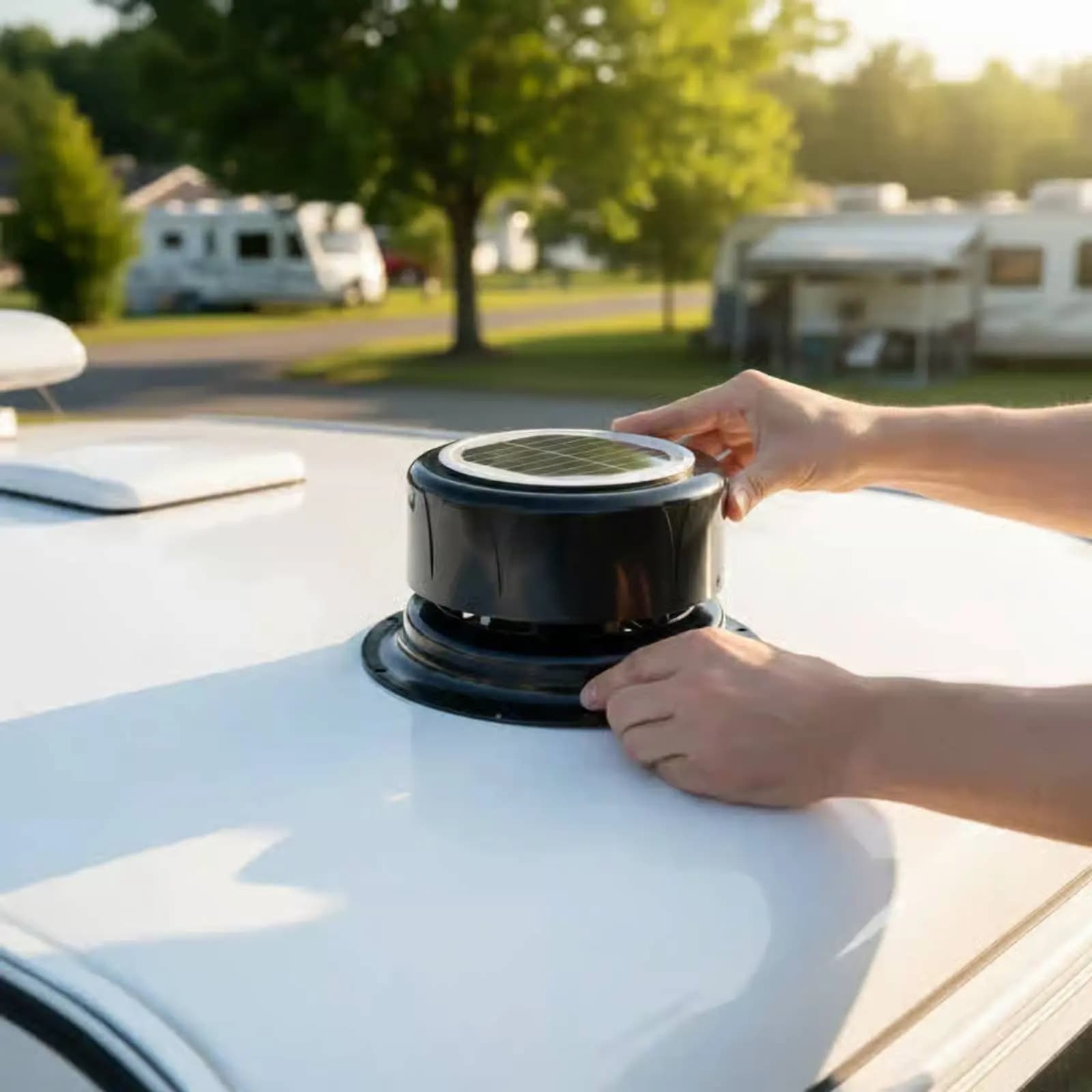 Ventilatore a Cupola per Camper ad Alta Circolazione d'Aria, Ventilatore Solare da Tetto per Roulotte, Controllo dell'Umidità, Ventilatore Solare da Tetto