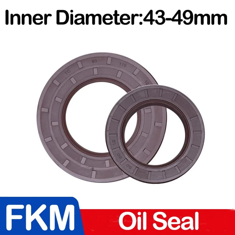 ID 43/44/45/46-49mm,FKM Framework Oil Seal TC Fluoro Rubber Gasket Rings Cover Double Lip with Spring for Bearing Shaft