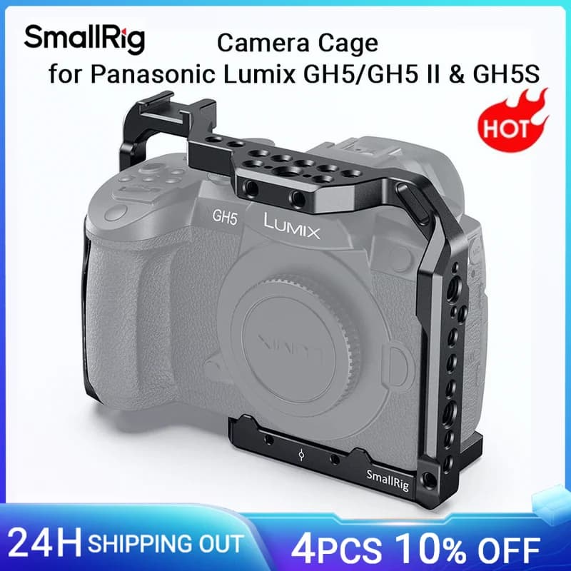 SmallRig for camera cage Panasonic Lumix GH5 /GH5S with 1/4 '3/8' thread holes and NATO track kit for mounting on cold shoe plate 2646