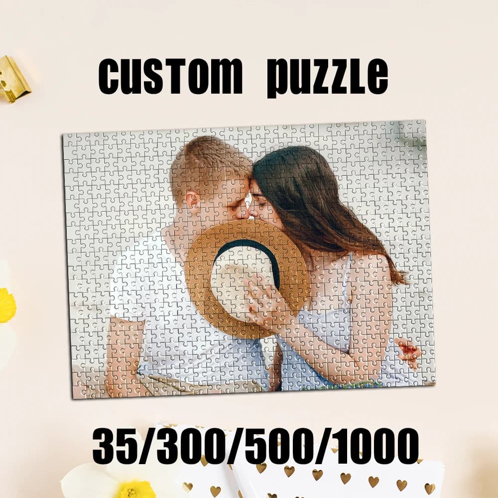 Puzzle Personalizzato con Foto 35/300/500/1000 Pezzi, Servizio di Personalizzazione per Coppie, Puzzle Fai-da-Te Artigianale, Arte Murale con Foto