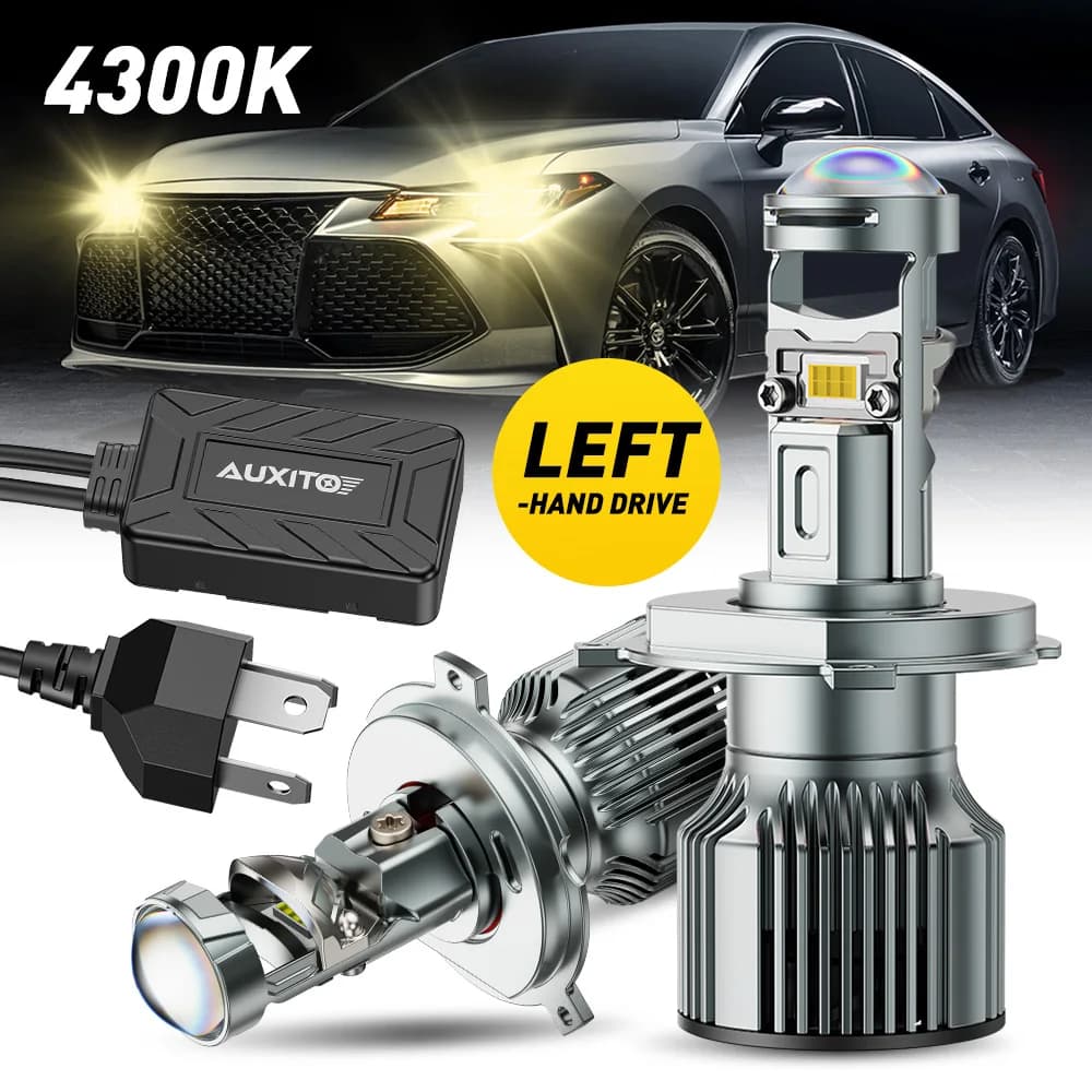 AUXITO 2 Pezzi H4 H7 LED Faro Anteriore Canbus Mini Proiettore Lente 4300k Lampadina Auto Kit Conversione H7 H4 Fari Abbaglianti/Anabbaglianti Per LHD
