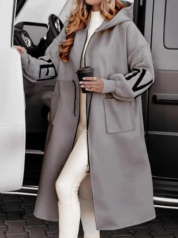 High Quality New Independent Long Coat Jacket with Hat for Women Autumn Winter Thickened Fleece Lined Collar Single Button