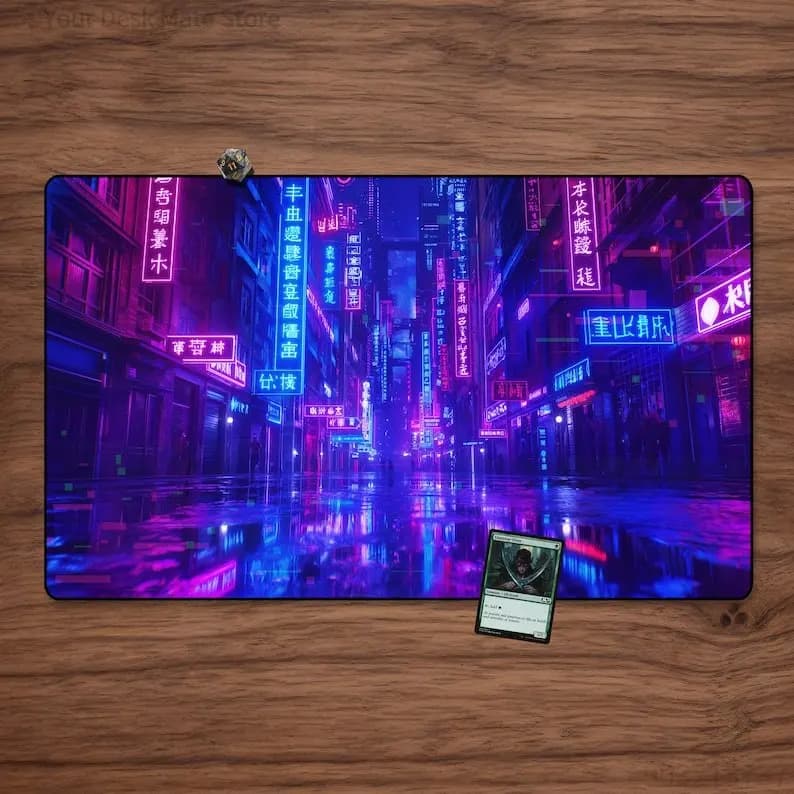 Playmat Kamigawa Neon City Office Rug Desk Mat Table Cushion Pc Gamer Mouse Carpet Deskpad Gaming Pad Table Mat Desk Accessories