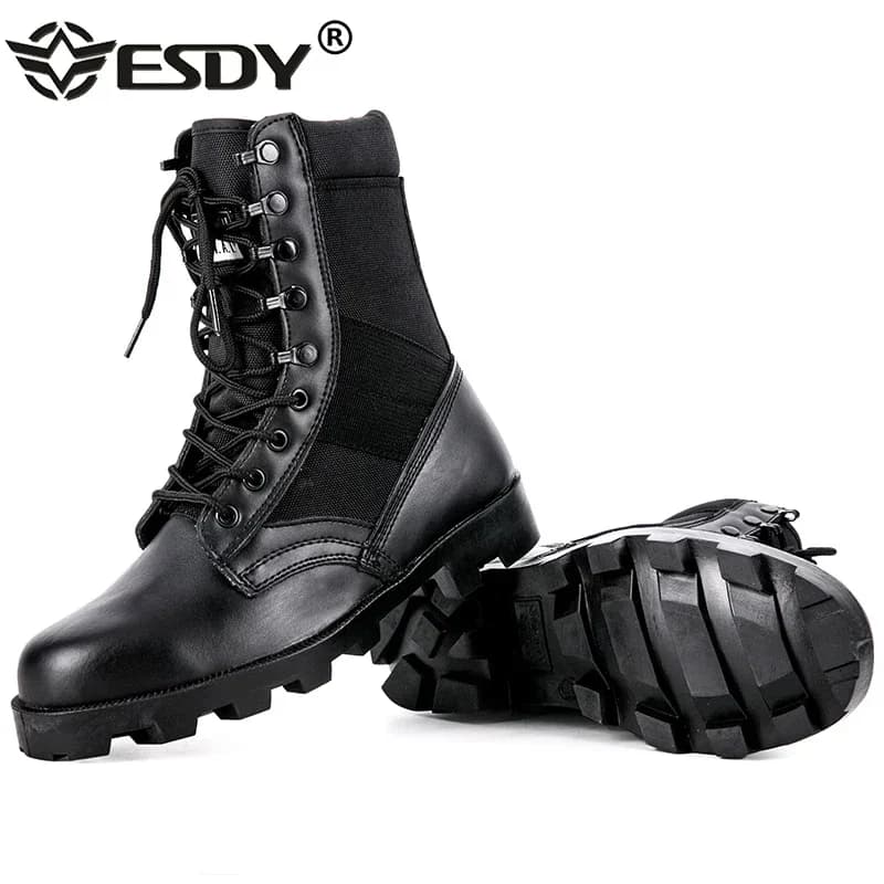 Stivaletti mimetici da uomo outdoor in vera pelle suole Panama stivali da combattimento tattici scarponi da lavoro da caccia uomo scarpe da trekking 47
