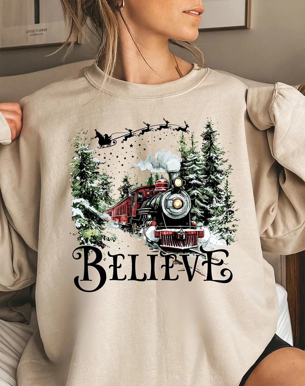 Felpa vintage Polar Express All Aboard Polar Express Donna Manica lunga Girocollo Abbigliamento Top unisex Casual Daily Streetwea