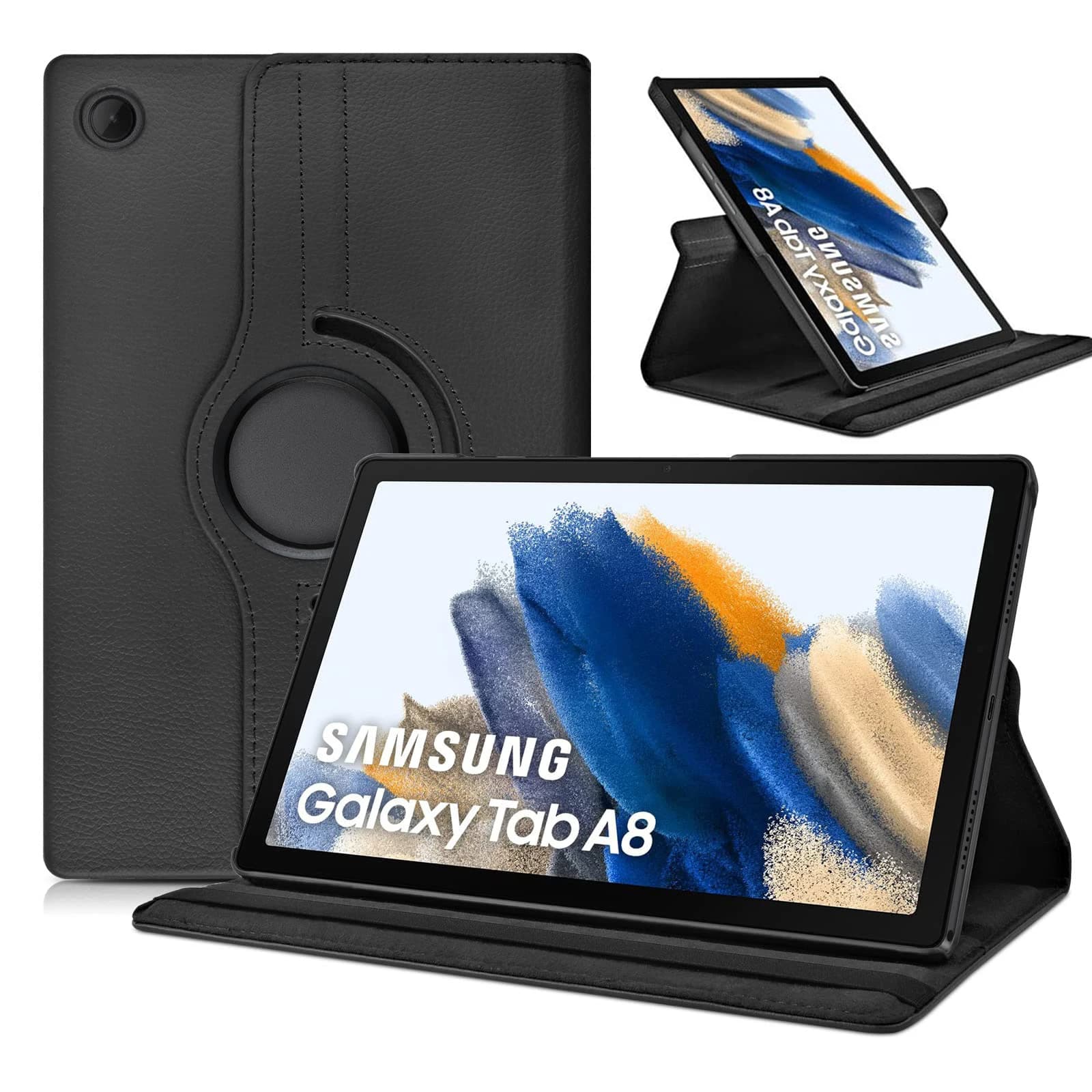 Custodia per Samsung Galaxy Tab A8 10.5 "2021 SM-X200/X205 Custodia in pelle PU ultra sottile Funzione Sleep Wake Custodia con supporto girevole a 360°