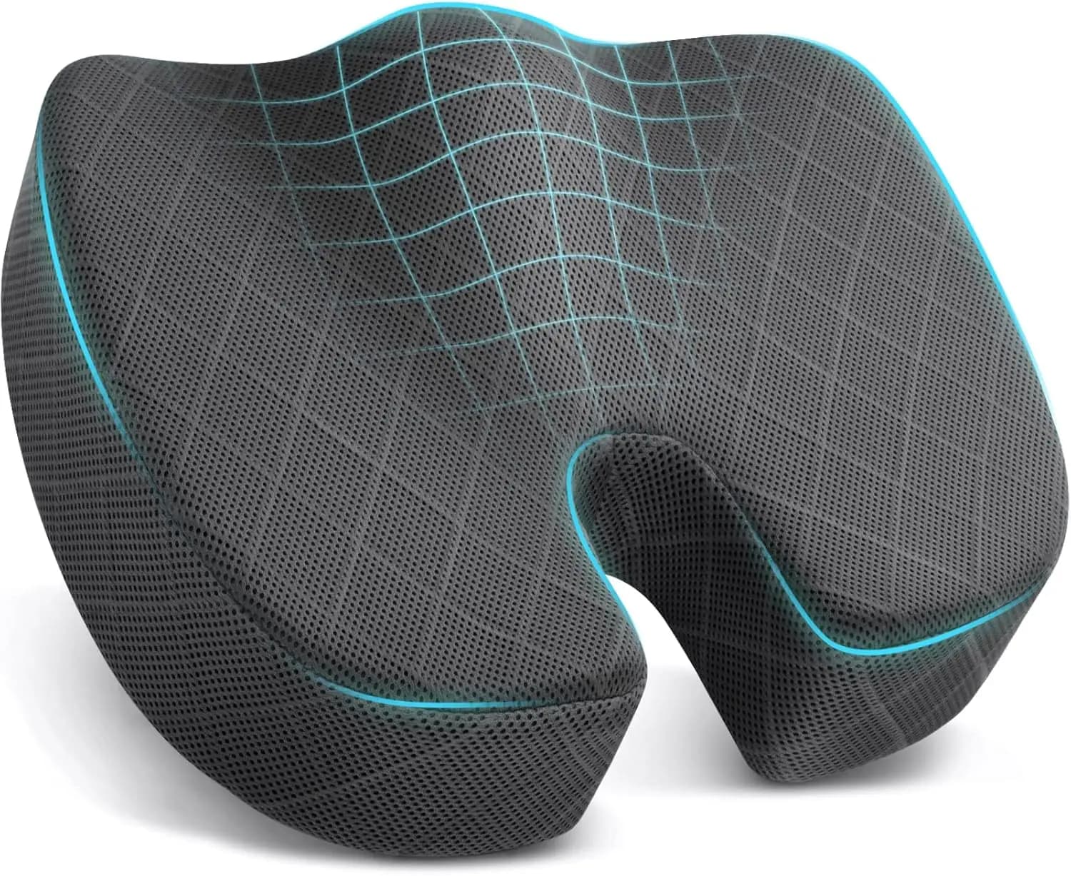 Cuscino Ergonomico in Memory Foam per Ufficio, Auto e Viaggi - Sollievo dal Dolore Sciatico in Grigio XX-Large