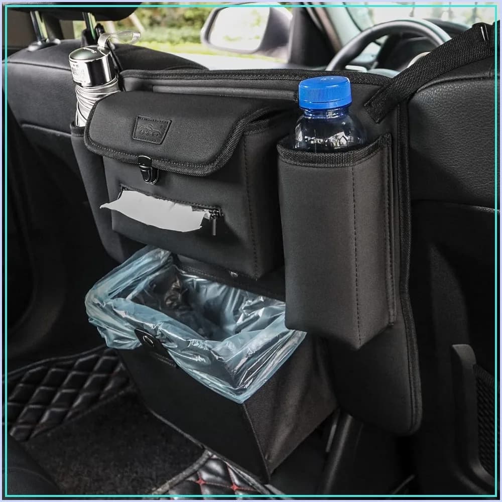 Car Trash Bag Garbage Can Recycle Bin Organizer Storage Container Between Front Seats Handbag Purse Umbrella Tissue Holder Pet Barrier