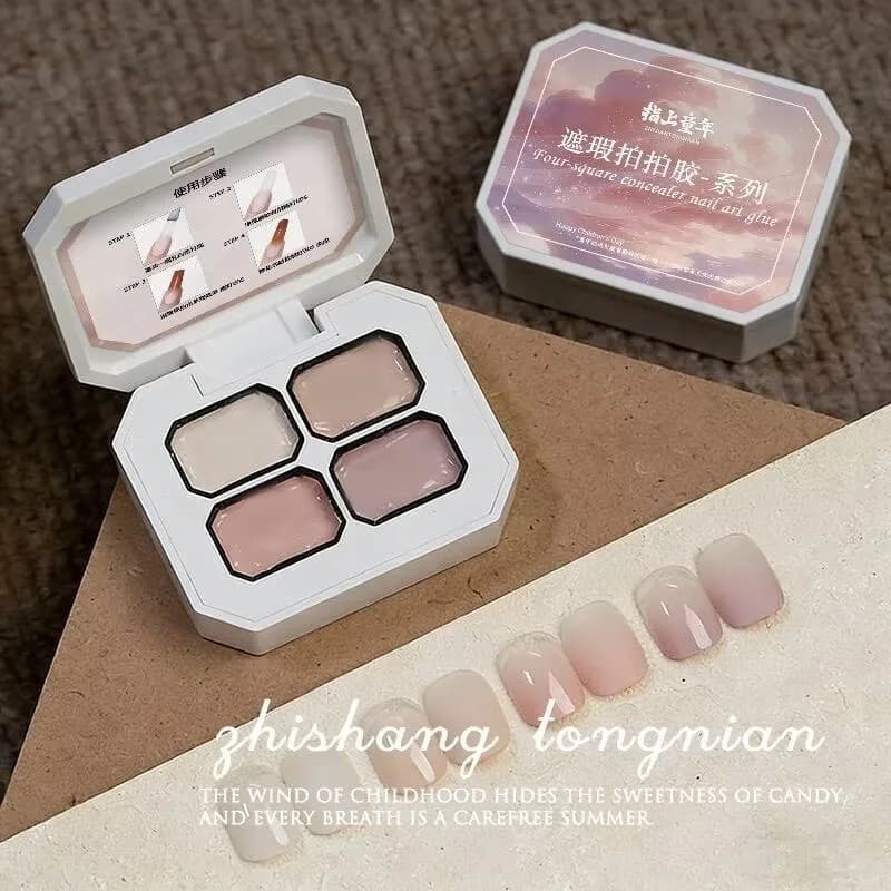 Corrector in 4 colors, popular nude color, foam gel for nail art, semi-permanent, removable with UV immersion.