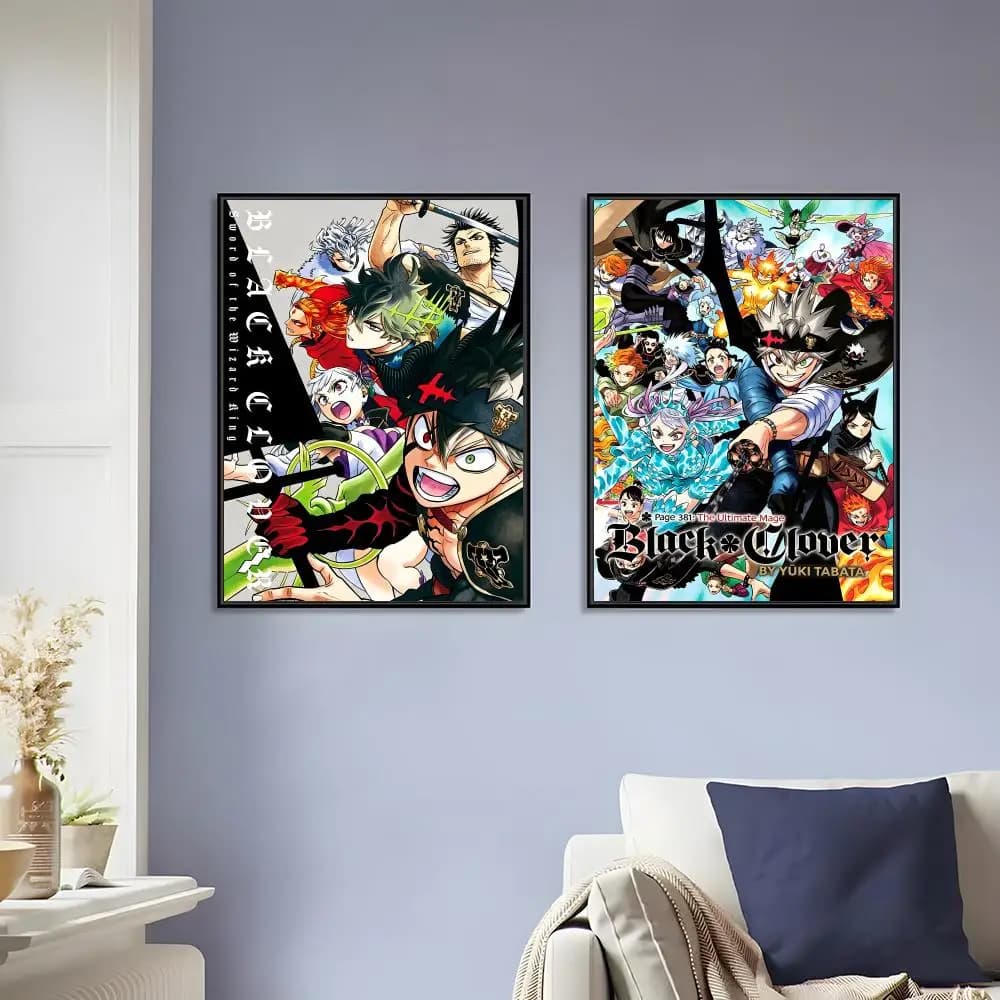 B-black Clover Anime Painting Calligraphy Canvas Painting Art For Bathroom, Living Room Home Wall Decor Picture