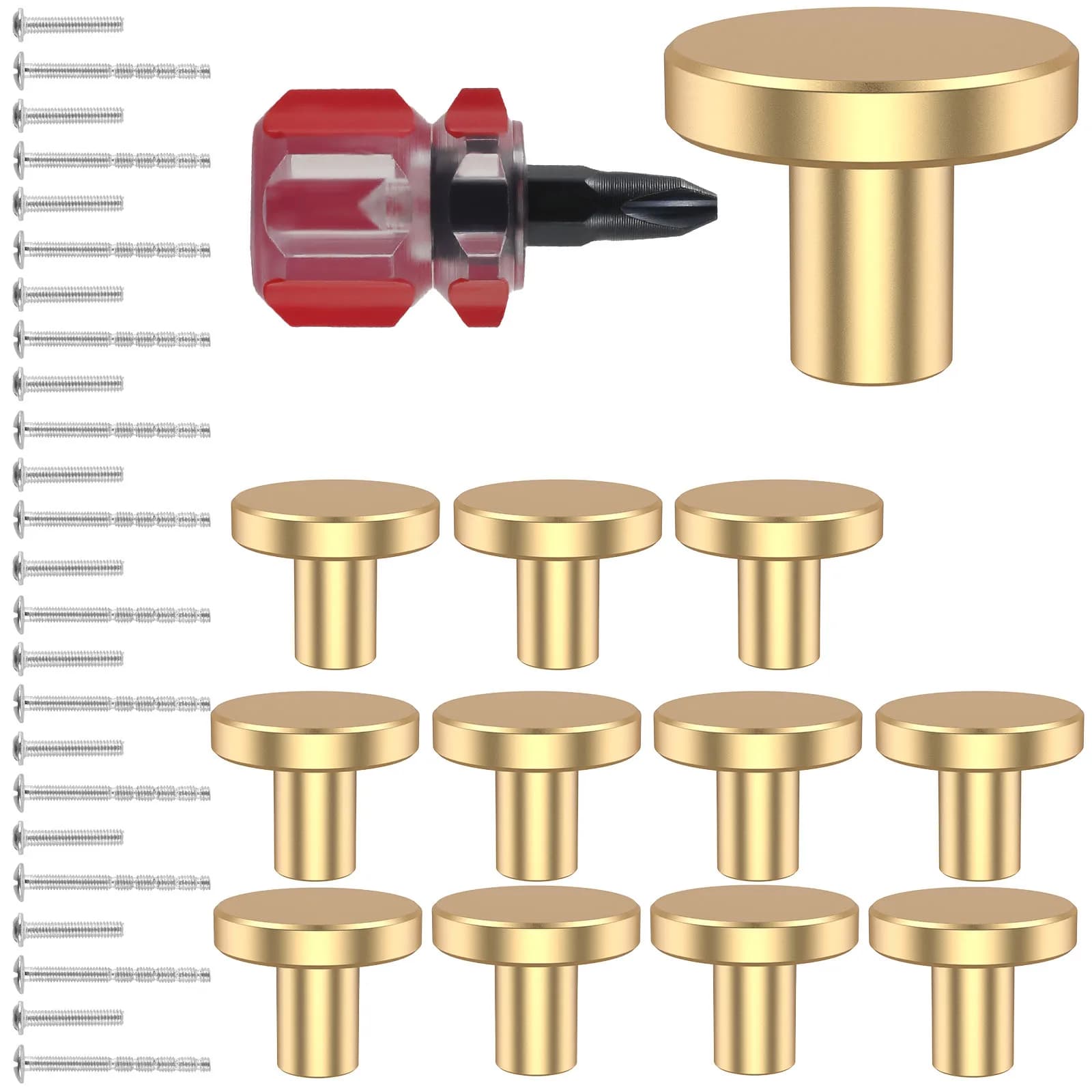 Set di pomelli per cassetti da 12 pezzi manopole per armadietti da 25mm di diametro raccordo per maniglia per mobili in lega di alluminio con Hardware decorativo per cacciavite