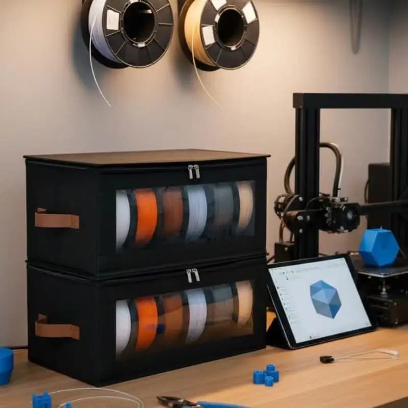 Scatola portaoggetti completamente sigillata con doppia cerniera, 1 pezzo, scatola speciale per materiali di stampa 3D, dedicata agli studi di stampa 3D