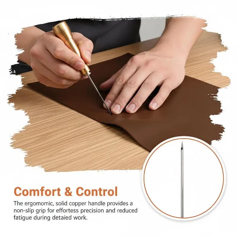Easy to Use 20Pcs DIY Leather Sewing Kit Copper Handle Awl Needle Set for Home Daily Repairs