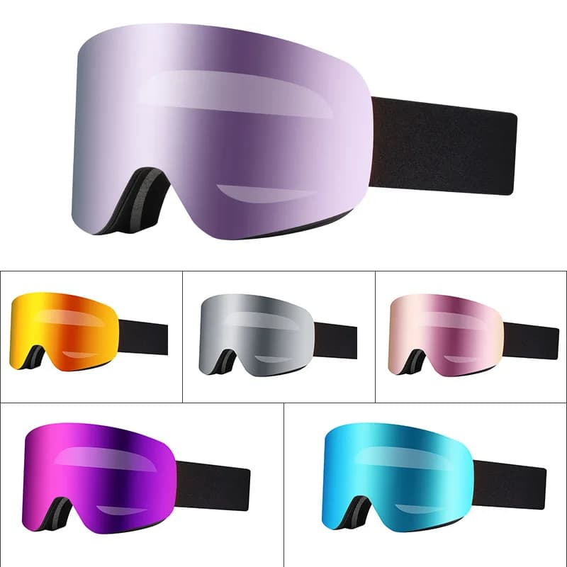 Flip Up Ski Goggles, Cylindrical Double Layer Magnetic Anti-Fog Windproof UV Protection Eyewear, Outdoor Sports Skiing Glasses