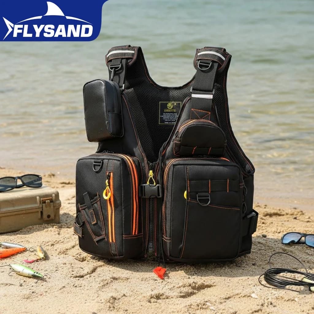 Giubbotto Salvagente Multifunzionale per Pesca all'Aperto, Sicurezza, Tasche Multiple, Materiali Galleggianti