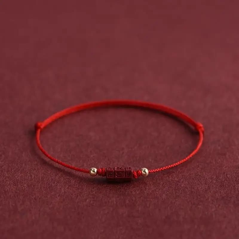 1PC Handmade Red String Bracelet With Cinnabar Beads Lucky Adjustable Bangles For Couple Friends Jewelry New Year Blessing Gifts