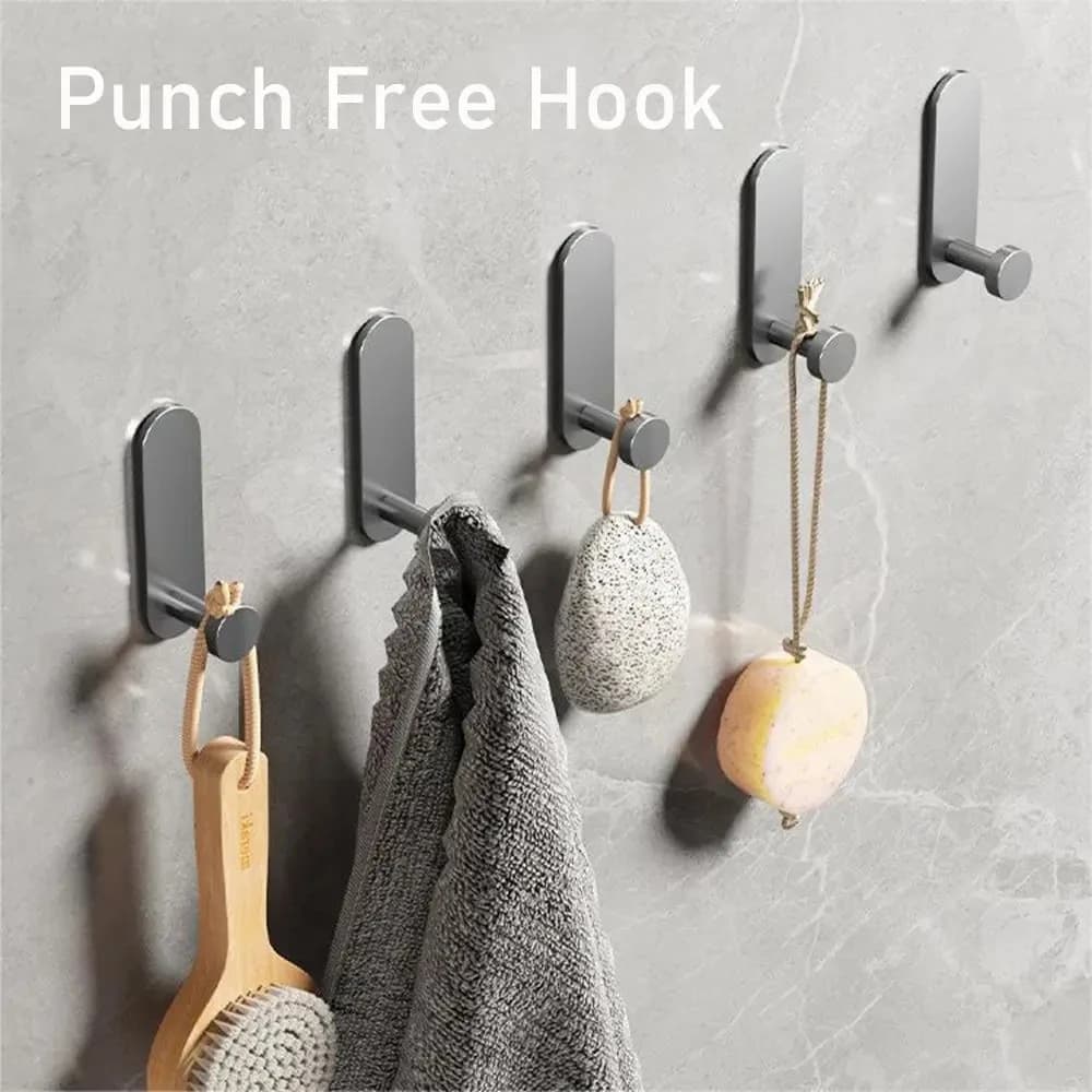 2-6Pcs Stainless Steel Bathroom Robe Hooks superglue Adhesive Wall Hook Towel Holder Bathroom Kitchen Hardware Hanger Hook