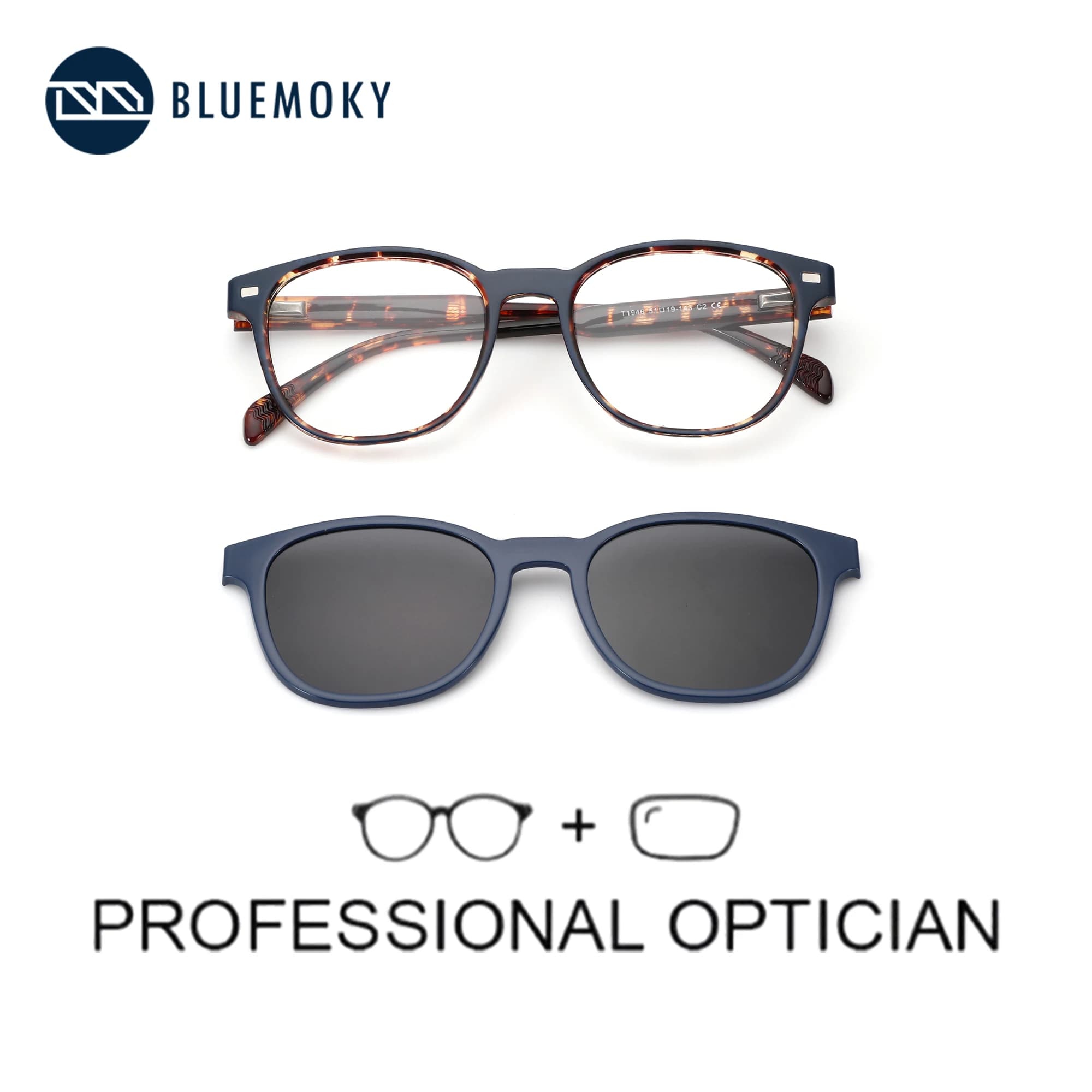 BLUEMOKY M Size Magnetic Clip-on Square Myopia Prescription Glasses For Unisex Polarized Sunglasses Myopia Optical Sun Glass