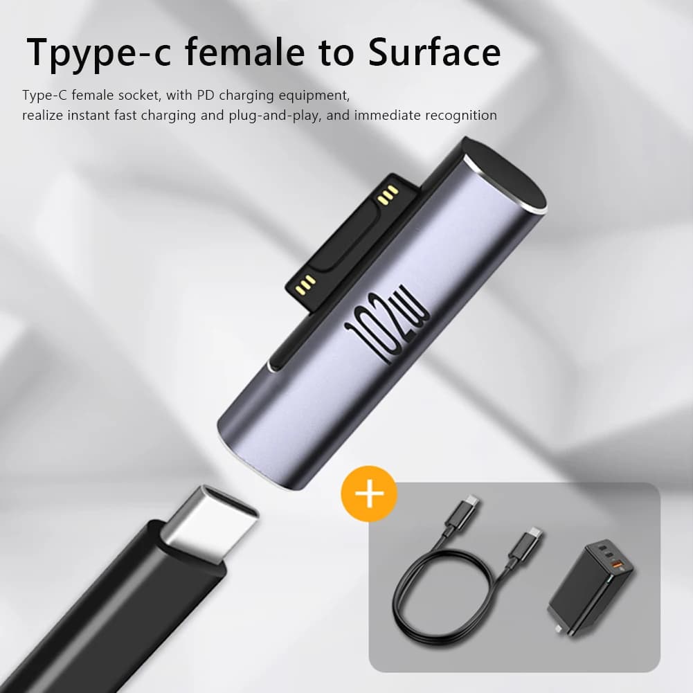 Per Microsoft Surface Pro X 8 7 6 5 4 3 Go Book to USB Type C PD Adapter 65W 15V 3A adattatore per caricabatterie convertitore spina di ricarica rapida