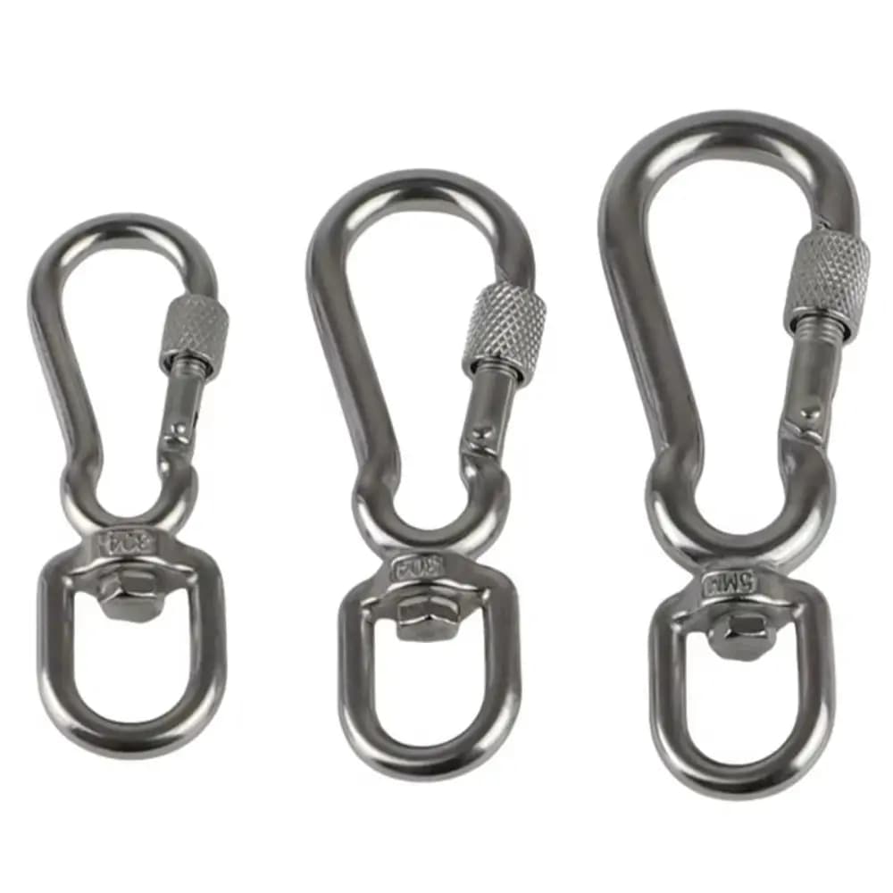 2 Pezzi Moschettone per Guinzaglio Cane in Acciaio Inossidabile 304, Clip Multiuso Resistente con Sgancio Rapido e Girevole a 360°