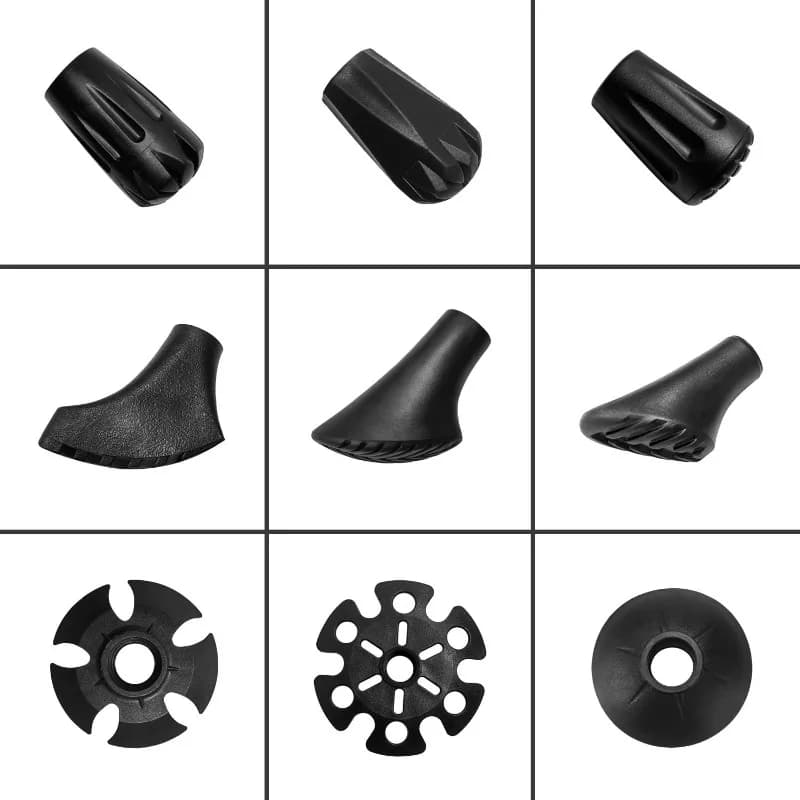 5/10Pcs Trekking Pole Accessories, PVC Round Feet Tips,Snow Baskets, Sheep Hoof Tips Storage Bag for External Lock Hiking Sticks