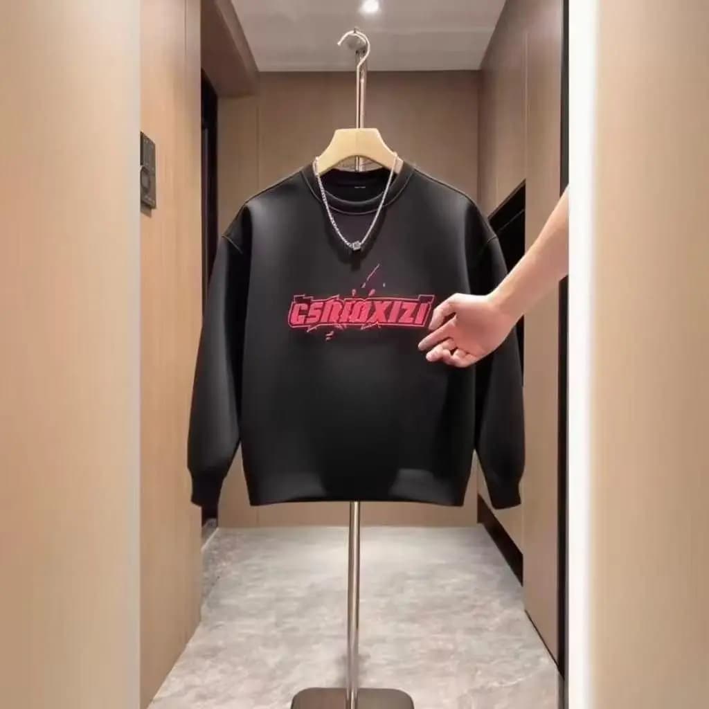 Felpa con Cappuccio a Maniche Lunghe Imbottita in Pile con Stampa Design Americano, Collo Rotondo, per Uomo, Casual, Autunno Inverno
