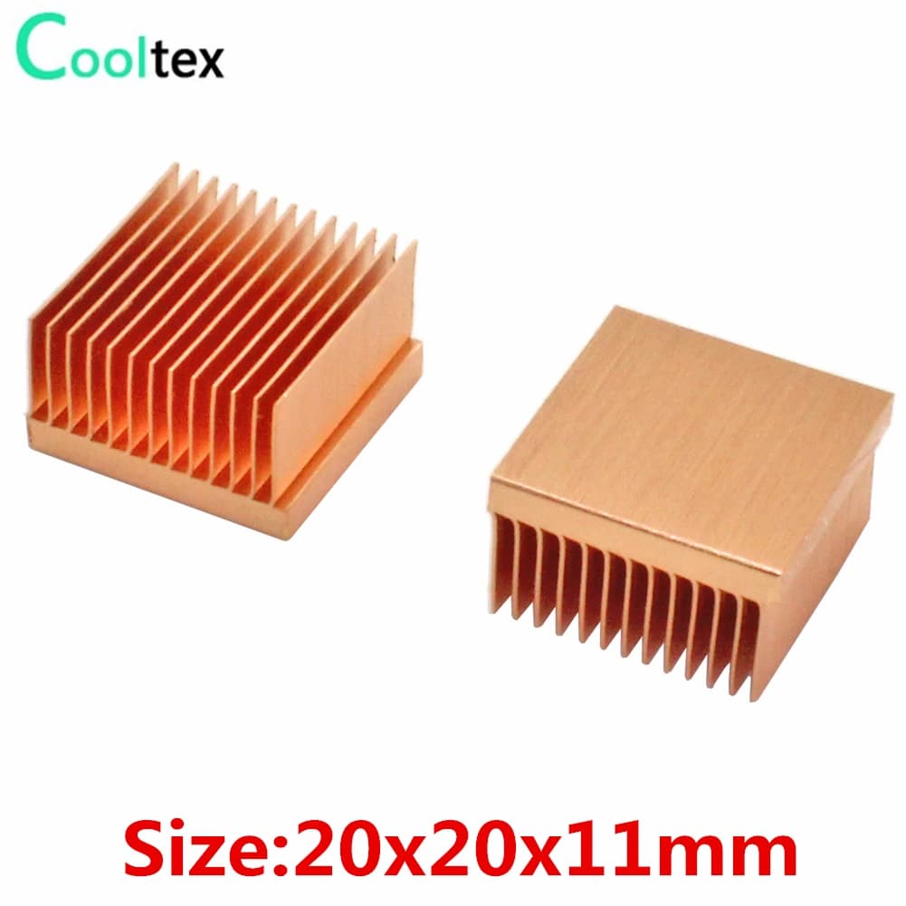 2pcs Pure Heat Dissiper Copper 20x20x11mm Small Radiator Heat Sink For Raspberry Pi Electronic Chip MOS IC 3D Cooling Device Printer