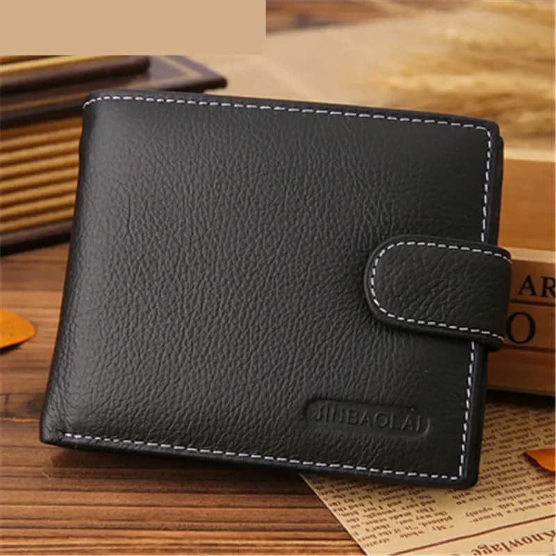 Portafoglio corto da uomo Portafoglio per carte di credito alla moda con blocco Rfid Portafogli maschili intelligenti a tre ante 100% vera pelle sottile con tasca portamonete