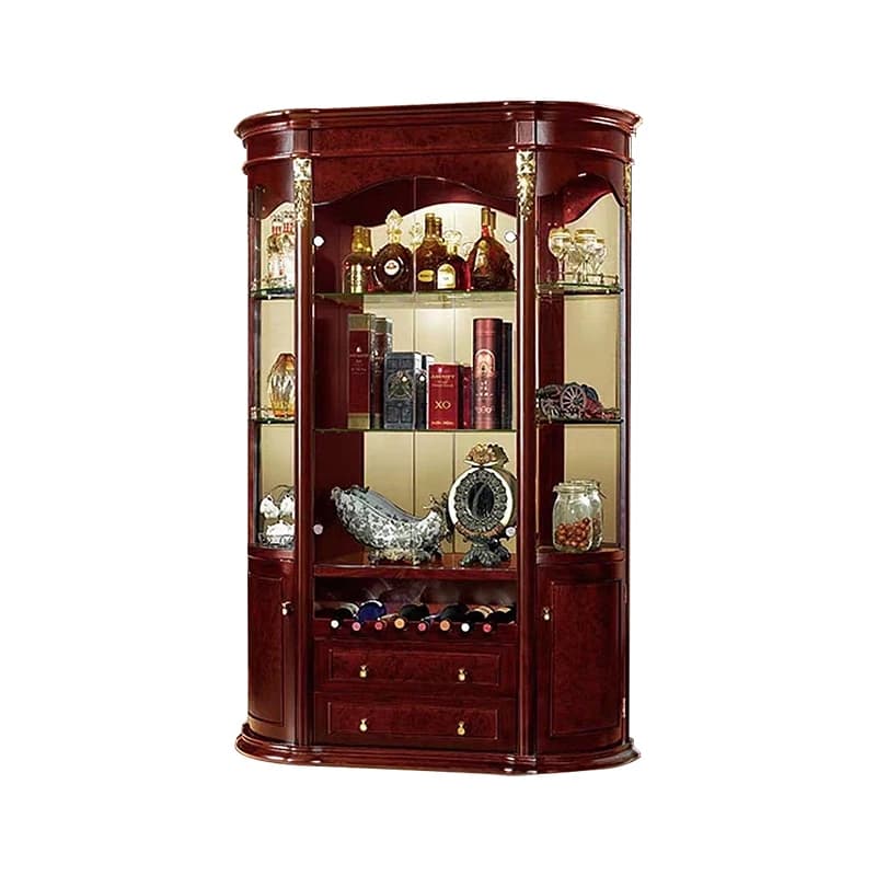 Americano classico di lusso in legno soggiorno armadietto del vino mobili portaoggetti casa bar angolo grande espositore in vetro portabottiglie