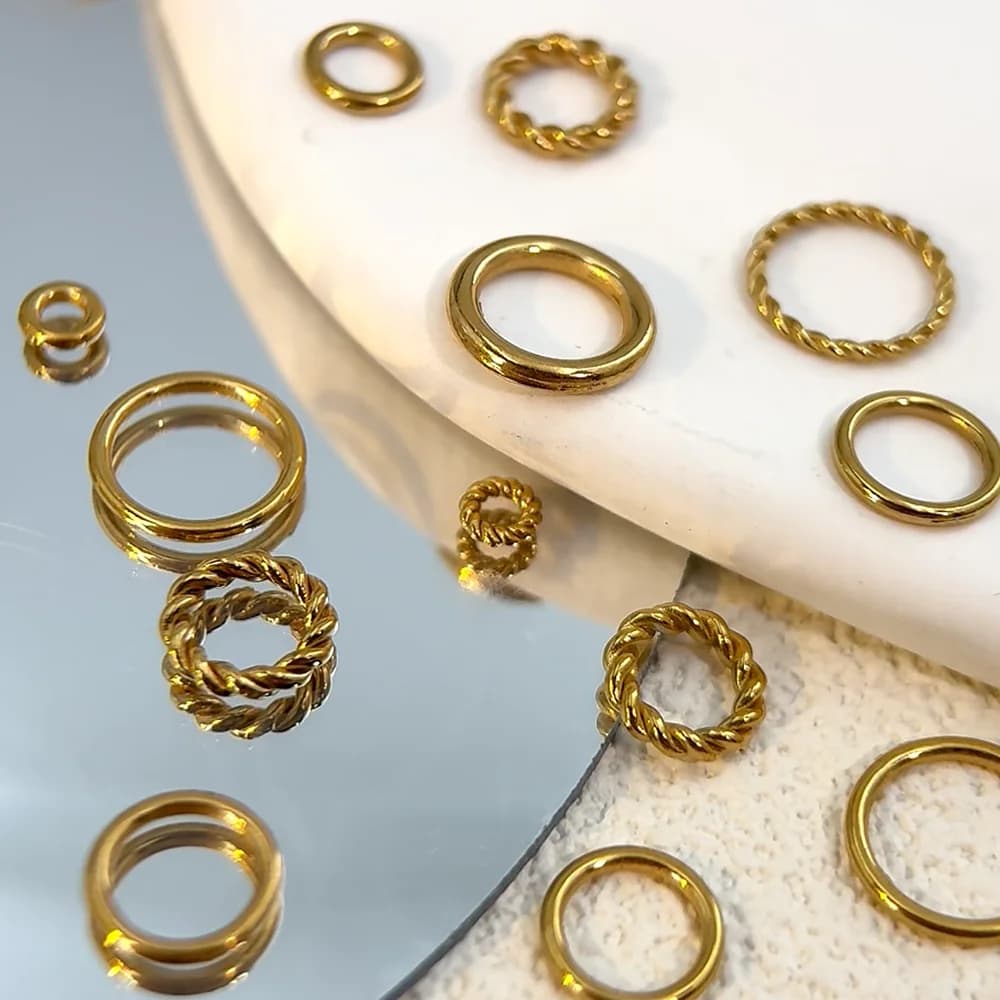 20 Pezzi Anelli a Cerchio in Acciaio Inossidabile a Corda Intrecciata, Connettori Spessi per Creazione Gioielli Fai da Te e Accessori