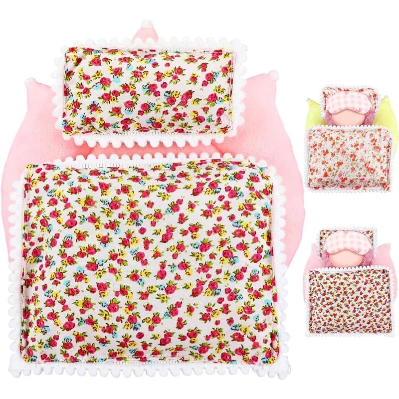 3 pezzi di cuscini per bambole da 17 cm, materassi, copripiumini, graziosi copriletto floreali, accessori per bambole, comodi regali per dormire