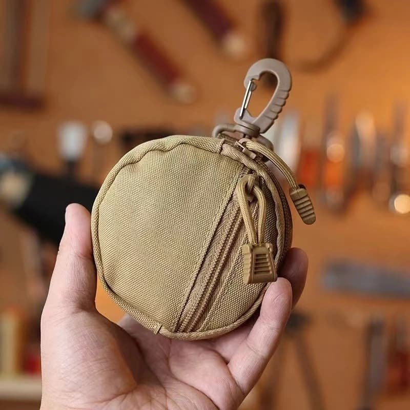 Nuova Borsa Tattica Rotonda Piccola per Esterni, Portachiavi Portatile Impermeabile, Portafoglio Zero, Custodia Protettiva per Auricolari, Piccola Borsa da Appendere EDC
