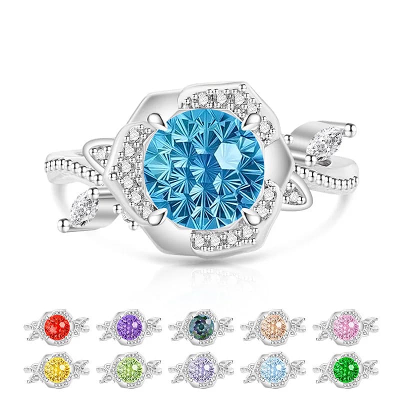 Anello in Argento Sterling 925 con Diamante ad Alto Contenuto di Carbonio Taglio Millennium, Design a Forma di Rosa, Gioiello Affascinante per Innamorati