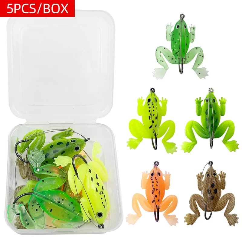 5 pcs/cat Fishing Rana Morbida Fishing Recreation Artificial bait Silicone Rana Esca with Single Hooks Bass Lure Fishing Equipment